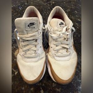 Nike White and Gold Low-Top Sneakers